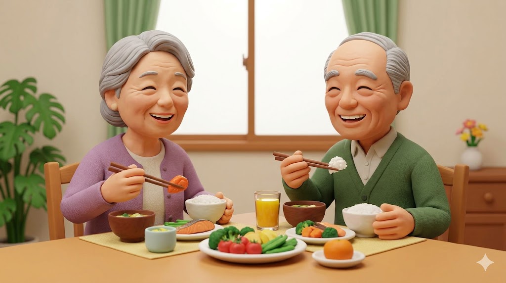 健康な歯で毎日の食事を笑顔で楽しむ60代