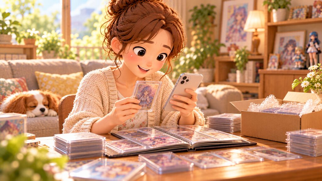 失敗を防ぐためにカードの状態や情報をスマートフォンで丁寧に確認している