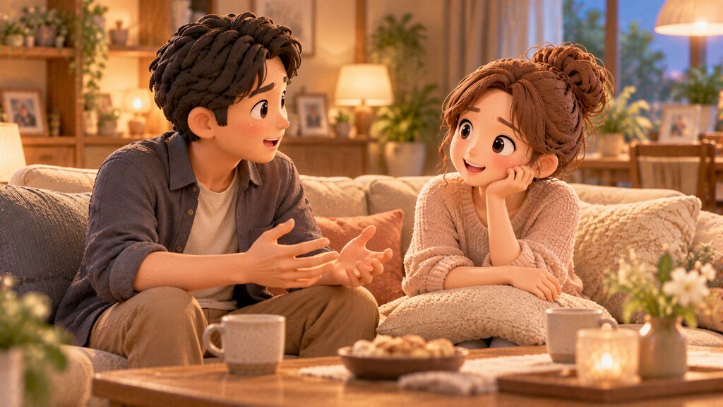結婚式に対するモヤモヤした想いを夫婦で穏やかに話し合って共有している