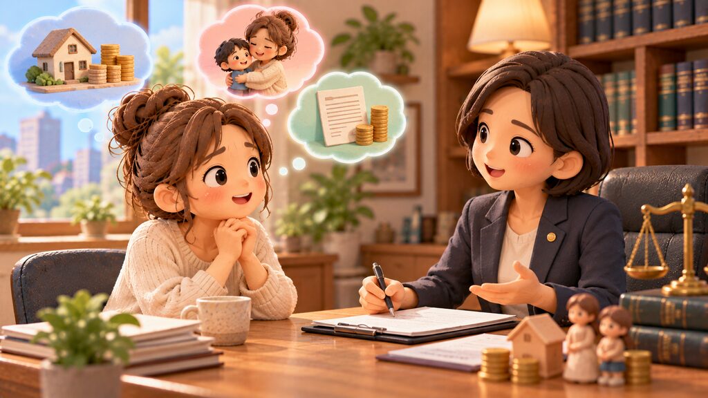 離婚専門の女性弁護士に相談し、法的な裏付けのあるアドバイスを受けて将来の不安を解消している